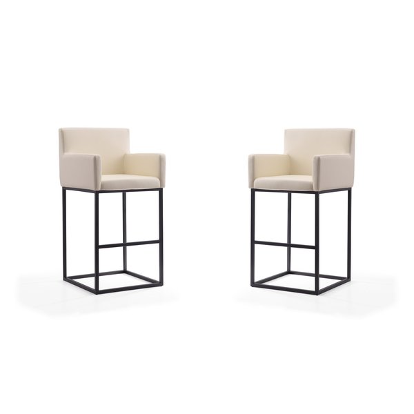 Manhattan Comfort Ambassador Barstool in Cream and Black (Set of 2) 2-BS017-CR